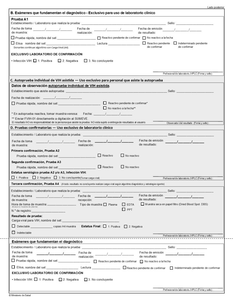 Nuevo formulario FVIH-01 actualizado en junio de 2024 se elimina el apartado de datos específicos el cual se colocaba la orientación e identidad de las personas. Fuente: https://www.salud.gob.sv/servicios/instructivo-y-formulario-fvih-01/